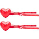 2Pcs Red Winter Snowball Maker Clips, Duck Heart Shaped Snow Ball Maker Clamps, Outdoor Winter Play Snow Sand Mold Tools for Sandboxes and Beach Tool