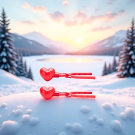 2Pcs Red Winter Snowball Maker Clips, Duck Heart Shaped Snow Ball Maker Clamps, Outdoor Winter Play Snow Sand Mold Tools for Sandboxes and Beach Tool