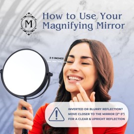 20X Magnified Makeup Mirror with Stand - Double Sided 20x and 1x Cosmetic Mirror for Make Up Desk, Dressing Table, Bathroom Countertop - 6 Wide & 12 Tall (Black)