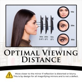 Mega-Powerful 30X Magnifying Makeup Mirror - Stick On, Ultra Portable Travel Cosmetic Mirror for Precise Makeup and Grooming, 6-inch (Black)