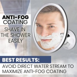 MIRRORVANA Anti Fog Mirror for Shower - Fogless, Shatterproof Shaving Mirror with 360 Swivel and Adjustable Suction Cup - 6.7 x 6.7 Round (Classic Chrome)