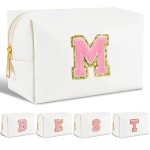 Personalized Initial Makeup Bag - Trendy Stuff for Teen Girls & Friends - Cute Graduation Gifts for Teenage Women & Bridesmaids (M)