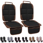 NEWFOM Car Seat Protector for Child, 2 Pack With Mesh Pockets & Non-Slip Backing 600D Durable Under Baby Seat Cover for Back Seat (Dark Brown, Standard)