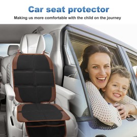 NEWFOM Car Seat Protector for Child, 2 Pack With Mesh Pockets & Non-Slip Backing 600D Durable Under Baby Seat Cover for Back Seat (Dark Brown, Standard)