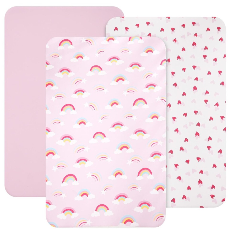 david\'s kids 3 Pack Mini Crib Sheets, Soft Breathable Premium Pack N Play Sheets for Baby Girls Neutral, Playard and Mini Crib Mattresses, Rainbow