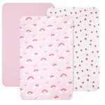 david\'s kids 3 Pack Mini Crib Sheets, Soft Breathable Premium Pack N Play Sheets for Baby Girls Neutral, Playard and Mini Crib Mattresses, Rainbow