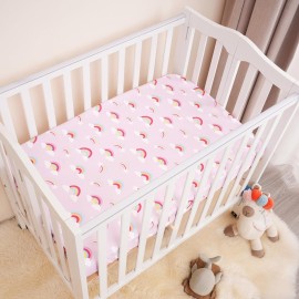 david\'s kids 3 Pack Mini Crib Sheets, Soft Breathable Premium Pack N Play Sheets for Baby Girls Neutral, Playard and Mini Crib Mattresses, Rainbow