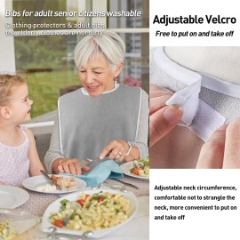 Pozico Adult Bibs for Eating - 4-Pack Adult Bibs Washable, Waterproof Clothing Protectors for Women, Men & Elderly with Debris Trap Pozico Adult Bibs for Eating - 4-Pack Adult Bibs Washable, Waterproof Clothing Protectors for Women, Men & Elderly with Debris Trap