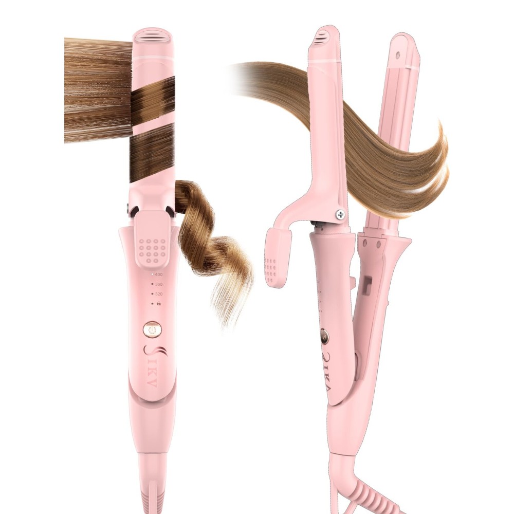 Travel Curling Iron,100-120V Dual Voltage Curling Iron 1 inch,2 in 1 Hair Straightener and Curler for Short/Shoulder Length Hair