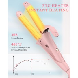 Travel Curling Iron,100-120V Dual Voltage Curling Iron 1 inch,2 in 1 Hair Straightener and Curler for Short/Shoulder Length Hair