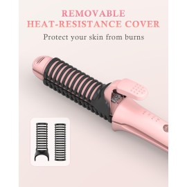 Travel Curling Iron,100-120V Dual Voltage Curling Iron 1 inch,2 in 1 Hair Straightener and Curler for Short/Shoulder Length Hair