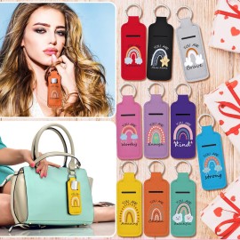 Ctosree 40 Pcs Rainbow Lipstick Holder with Inspirational Words Lip Balm Holder Keychain CNA Week Nurse Back to School Gifts(Dark Rainbow)