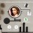WZRUA 8 Inch Lighted Makeup Mirror Rechargeable Wall Mounted,Double-Sided 1X/10X Magnification,Dimmable 360 Swivel Extendable Bathroom Mirror Matte Black