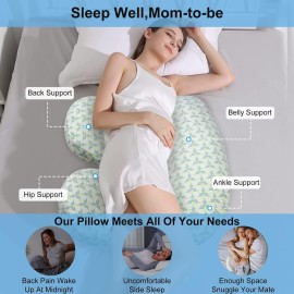 Coldew Pregnancy Pillows for Sleeping, Maternity Pillow for Pregnant Women, Soft Pregnancy Body Pillow with Detachable and Adjustable Pillow Cover - Support for Belly, Back, Legs (Golden, Large)