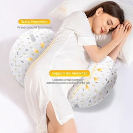 Coldew Pregnancy Pillows for Sleeping, Maternity Pillow for Pregnant Women, Soft Pregnancy Body Pillow with Detachable and Adjustable Pillow Cover - Support for Belly, Back, Legs (Golden, Large)