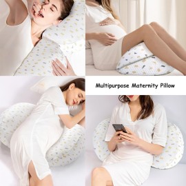 Coldew Pregnancy Pillows for Sleeping, Maternity Pillow for Pregnant Women, Soft Pregnancy Body Pillow with Detachable and Adjustable Pillow Cover - Support for Belly, Back, Legs (Golden, Large)