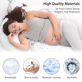 Coldew Pregnancy Pillows for Sleeping, Maternity Pillow for Pregnant Women, Soft Pregnancy Body Pillow with Detachable and Adjustable Pillow Cover - Support for Belly, Back, Legs (Golden, Large)