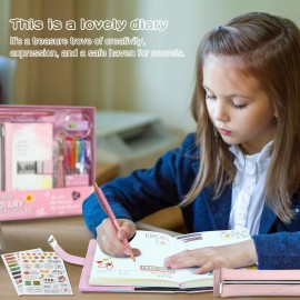 JIALILI Diary with Lock for Girls, Birthday Gift Ideas for 8, 9, 10, 11, 12 Year Old, Kids Journals Set for Girls Ages 8-12 teen, Girls Secret Diary Gift Set With 8 pack