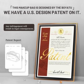 BOYATU Travel Makeup Bags for Women: Large Makeup Organizer - PU Leather Make up Bag Set of 3 - Portable Toiletry Bag with Compartments & Handle & Divider (L02 Light Blue)