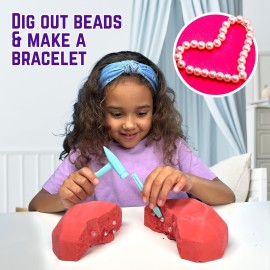 GirlZone Unicorn Gemstones Discovery Dig Kit, 13 Gemstone Dig with Slime and Precious Gems, Gift-Ready DIY Bracelet Kit, STEM Craft for Kids Age 12-14, Perfect for Valentine Gifts