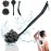 Loofah with Handle, 20.5\'\' Replaceable Shower Loofah to Improve Skin Health, Body Scrubber, for Women and Men with String for Easy HangingDark Black