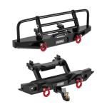 INJORA 37g Front and 26g Rear Bumper - CNC Aluminum Bumper with Light for 1/18 RC Crawler TRX4M Defender Upgrade
