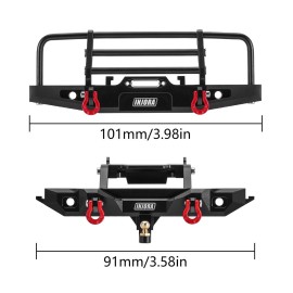 INJORA 37g Front and 26g Rear Bumper - CNC Aluminum Bumper with Light for 1/18 RC Crawler TRX4M Defender Upgrade