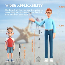 zeeloopbee 2PCS Sand Sifter for The Beach, Beach Sand Scoop Adjustable, Shell Sifting Shovels Shell Scooper for Beach with Long Handle, Beach Shark Tooth Sifter for The Beach