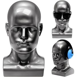 Peohud Male Mannequin Head, Professional Manikin Head, Bald Training Head for Display Wigs, Hats, Sunglasses, Headphone