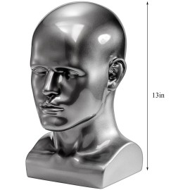 Peohud Male Mannequin Head, Professional Manikin Head, Bald Training Head for Display Wigs, Hats, Sunglasses, Headphone