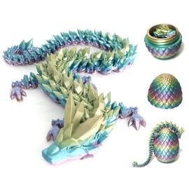 nezababy 3D Printed Dragon,3D Dragon Eggs with Dragon Inside,Crystal Dragon Fidget Toy for Adult,Full Articulated Dragon Decoration for Gift (Red) (Multcolor)