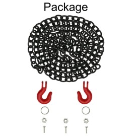 Metal Trailer Chain with Tow Hook RC Car Accessories for SCX10 Traxxas TRX4 CC01 HSP 94180 RC4WD D90 1/10 RC Crawler Car. Black& Red