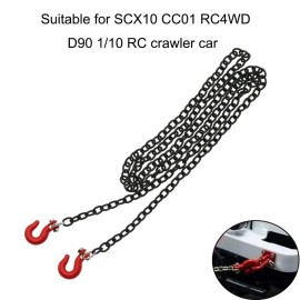 Metal Trailer Chain with Tow Hook RC Car Accessories for SCX10 Traxxas TRX4 CC01 HSP 94180 RC4WD D90 1/10 RC Crawler Car. Black& Red