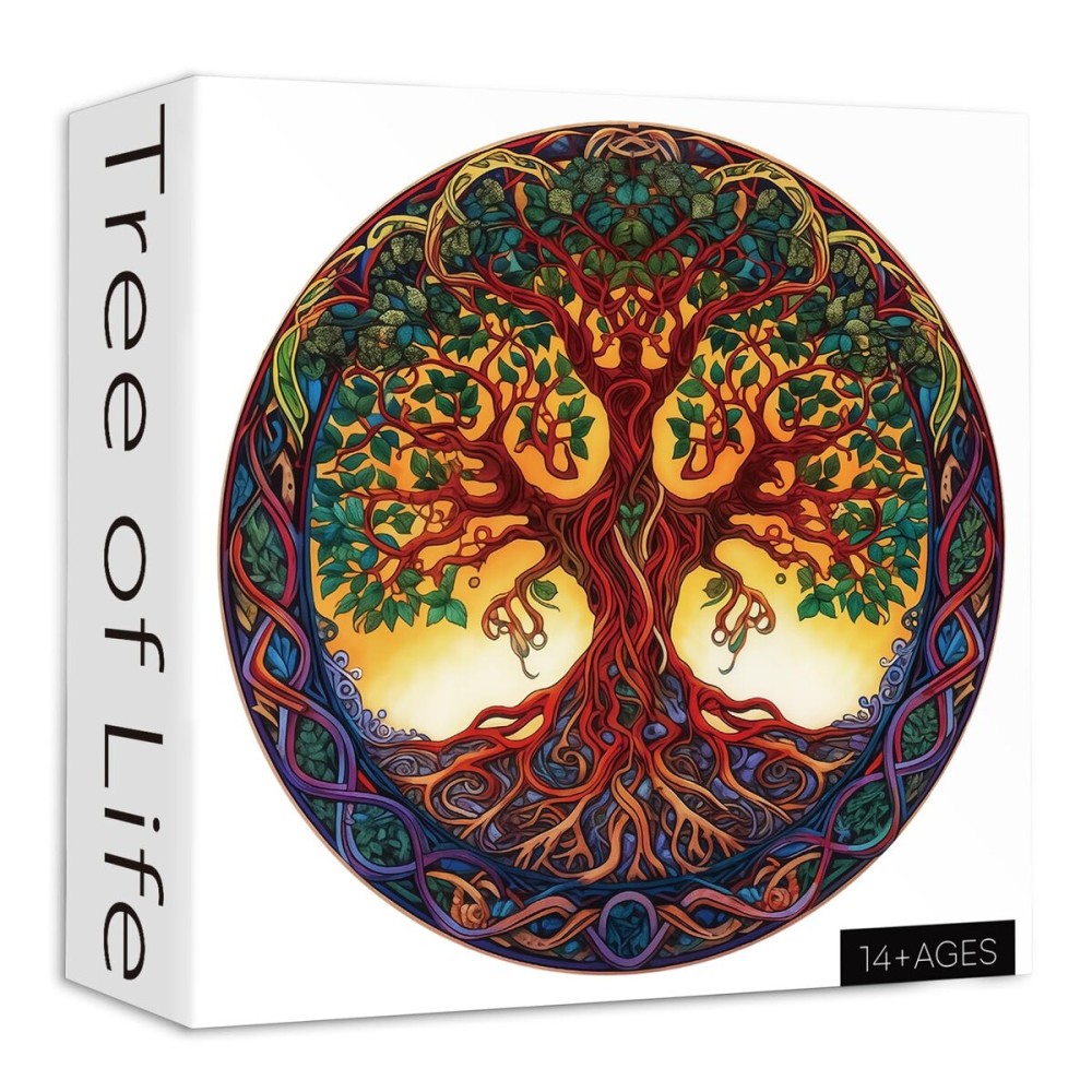 Tree of Life Puzzles for Adults 1000 Pieces, Mandala Tree Jigsaw Puzzles, Nature Plant Round Puzzle, Hard Challenging Puzzles