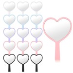 Menkxi 15 Pcs Heart Shaped Handheld Mirror Small Travel Makeup Mirrors with Handle Mini Heart Bulk Plastic Cosmetic Gift for Women (Bright Color)