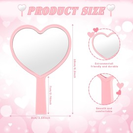 Menkxi 15 Pcs Heart Shaped Handheld Mirror Small Travel Makeup Mirrors with Handle Mini Heart Bulk Plastic Cosmetic Gift for Women (Bright Color)