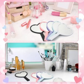 Menkxi 15 Pcs Heart Shaped Handheld Mirror Small Travel Makeup Mirrors with Handle Mini Heart Bulk Plastic Cosmetic Gift for Women (Bright Color)