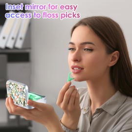 Gerkia Dental Floss Portable Case, Easy to Store Floss Picks of Various Sizes, Portable Dental Floss Dispenser is Perfect for Travelling, Hotels, Dinners, Appointments.Floral 3 Piece