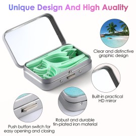 Gerkia Dental Floss Portable Case, Easy to Store Floss Picks of Various Sizes, Portable Dental Floss Dispenser is Perfect for Travelling, Hotels, Dinners, Appointments.Beach Coconut Tree