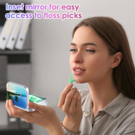 Gerkia Dental Floss Portable Case, Easy to Store Floss Picks of Various Sizes, Portable Dental Floss Dispenser is Perfect for Travelling, Hotels, Dinners, Appointments.Beach Coconut Tree