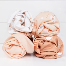 The Peanutshell Baby Bassinet Sheets 4-Pack for Girl or Boy - Soft, Oval & Fitted Baby Girls or Boys Sheet, Rectangle, Fitted Covers for Crib, Halo Bassinet Mattress - Boho