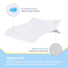 Waterproof Pack and Play Mattress Protector, Quilted Pack and Play Mattress Pad Cover Ultra Soft and Breathable, Playard Sheet Protector 39inch X 27inch fits for Baby Foldable and Playard Mattress