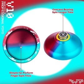 MAGICYOYO Pack of 2 Yoyos, Professional Yoyo V10 & K2, Responsive Yoyo for Kids Beginners, Unresponsive Yoyo for Adults, with 12 Yoyo Strings, Yoyo Case Storage Bag (Blue Red & Black )