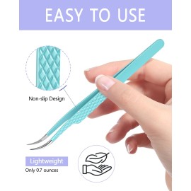 MORGLES Lash Tweezers for Eyelash Extensions, 3 Pcs Eyelash Extension Tweezers for Professionals & Beginners Fanning Volume Lashes