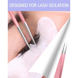 MORGLES Lash Tweezers for Eyelash Extensions, 3 Pcs Eyelash Extension Tweezers for Professionals & Beginners Fanning Volume Lashes