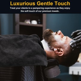 UNIMADE Salon Towels 48 Pack, Microfiber Barber Towel Bulk,(16x29 inches) Fast Drying Hair Towels Super Soft Black Hnad Towels for Gym, Salon, Bath, Spa Use and Home Hair Care(Not Bleach Proof)