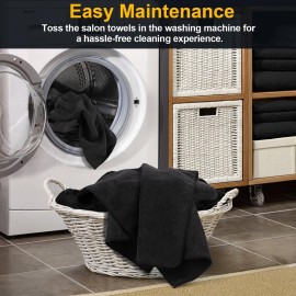 UNIMADE Salon Towels 48 Pack, Microfiber Barber Towel Bulk,(16x29 inches) Fast Drying Hair Towels Super Soft Black Hnad Towels for Gym, Salon, Bath, Spa Use and Home Hair Care(Not Bleach Proof)