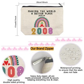 ancpeany 17th Birthday Decorations for Girls, Her, Teenage Girls, Sister, Daughter, Granddaughter, 2008 Funny 17 Year Old Girl Gift Ideas Makeup Bags, Cosmetic Travel Bag for 17th Birthday Gifts