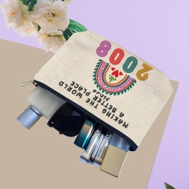 ancpeany 17th Birthday Decorations for Girls, Her, Teenage Girls, Sister, Daughter, Granddaughter, 2008 Funny 17 Year Old Girl Gift Ideas Makeup Bags, Cosmetic Travel Bag for 17th Birthday Gifts