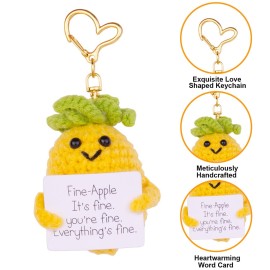 MuMyer Funny Positive Crochet Potato Keychain Handmade Emotional Support Knitted Wool Potato Doll Keychain Gift for Bag Charm(K5)